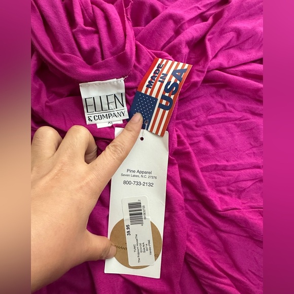 Ellen & company Pink Tunic with Relaxed Fit and 3/4 Sleeves size XL new with tag - Picture 6 of 9